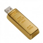 Guldbar USB 2.0 stick, 4GB.